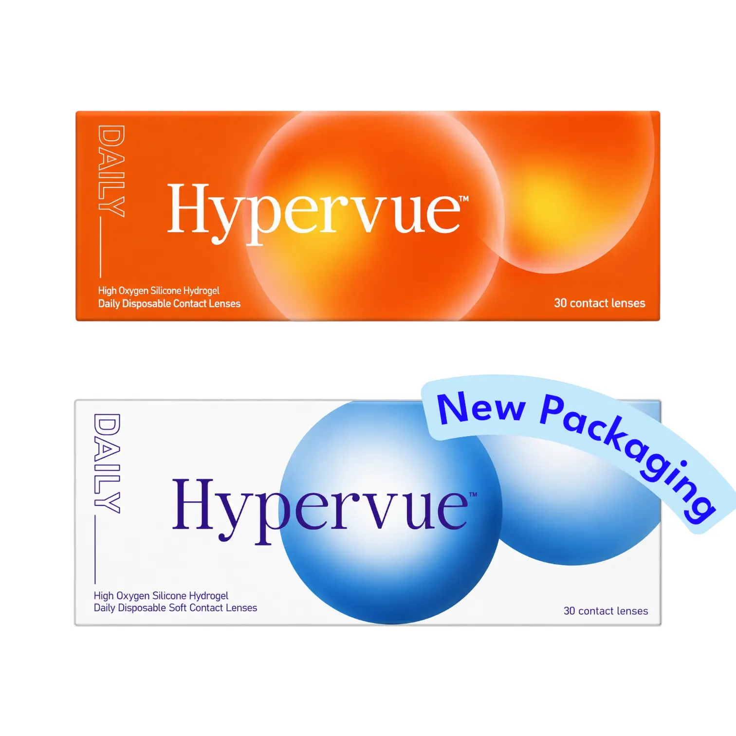 Hypervue Daily Silicone Hydrogel contact lenses 30 pack product box